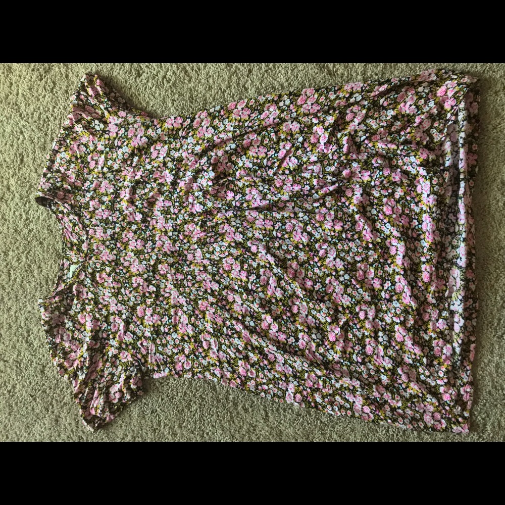 Vintage Pink Floral Dress - Size 16